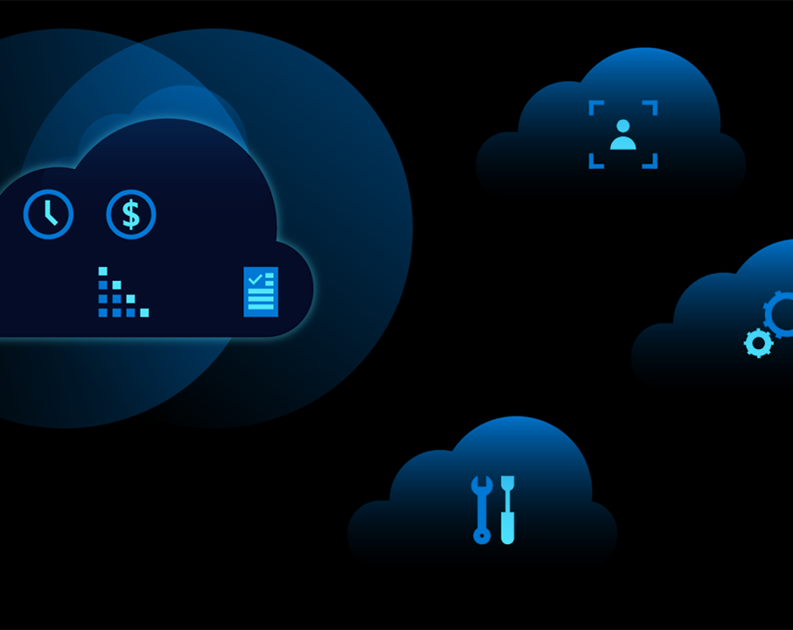 A cloud computing icons on a black background