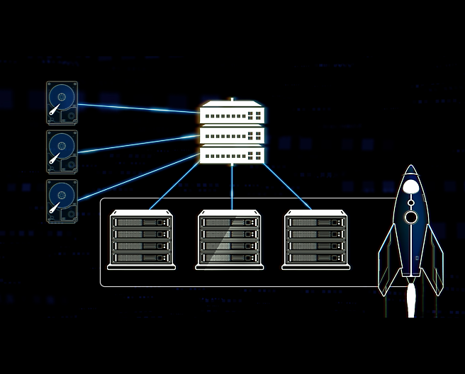 A computer server system with many servers