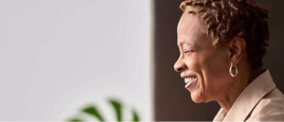 A close-up of a person smiling