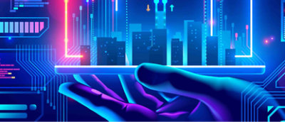 A hand touching a screen