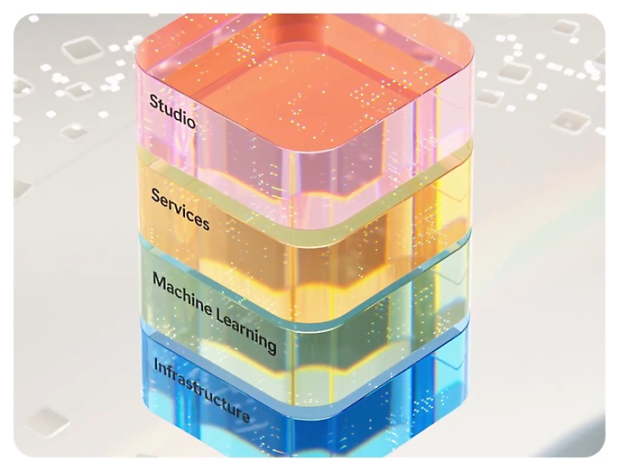 Um diagrama de um cubo de vidro multicolorido