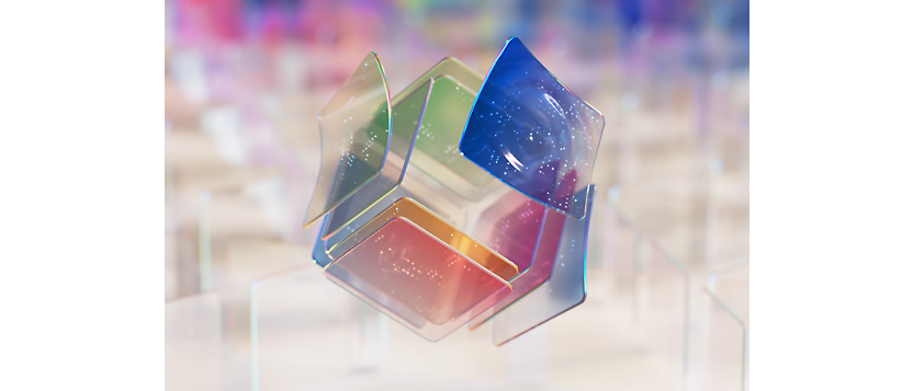 Imagem em close de um cubo colorido