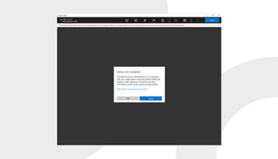 Notification dans une fenêtre contextuelle indiquant que l’appareil n’est pas inscrit auprès du centre d’administration Microsoft Intune