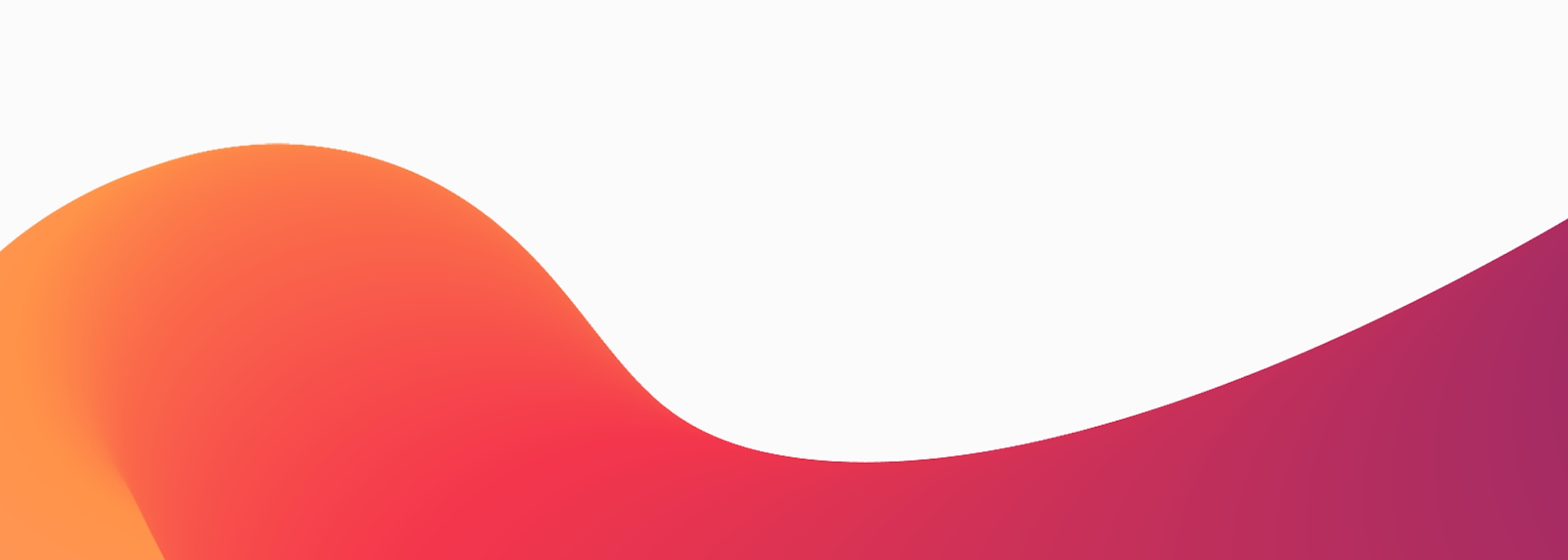 An abstract design featuring a smooth gradient wave with colors transitioning from orange to red to purple 