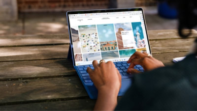 A person typing on a computer