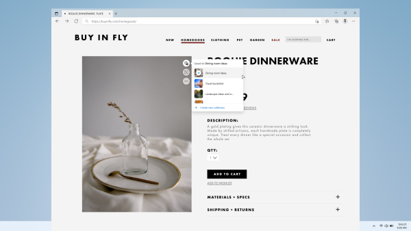 Illustration of a computer screen depicting Edge Collections feature.
