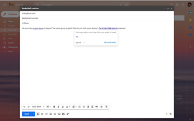 Un suggerimento relativo al pregiudizio effettuato da Editor in una bozza in Gmail.