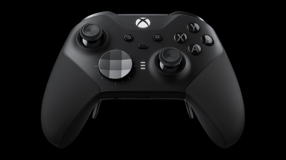 Thumbsticks and buttons on the front of the controller.