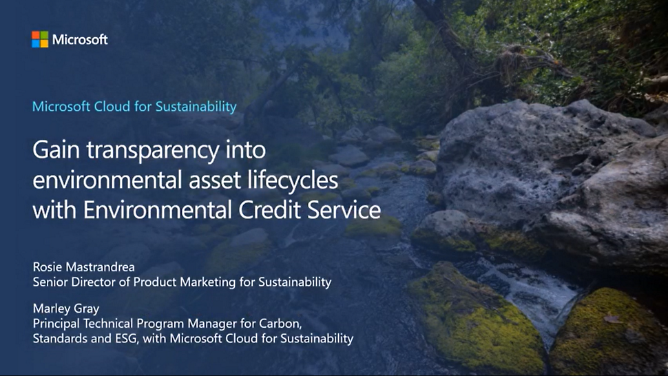 A screenshot from the video about gaining transparency into environmental asset lifecycles with Environmental Credit Service