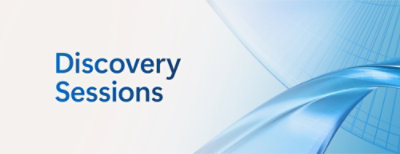 Blue text reading Discovery Sessions on a white background.