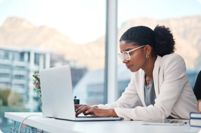 Person looking at the laptop screen
