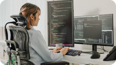 Women working on different screens.