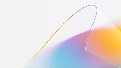 Una forma de onda translúcida con un degradado de color amanecer iluminado a través de ella.