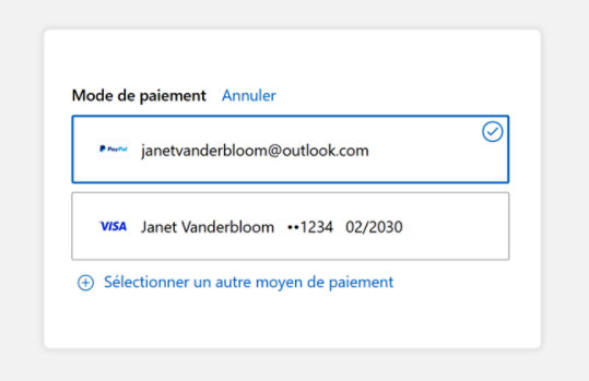 2ème étape : Cliquez sur “Sélectionnez un autre moyen de paiement”