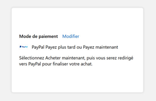 ​4ème étape : Sélectionnez PayPal payez plus tard ​