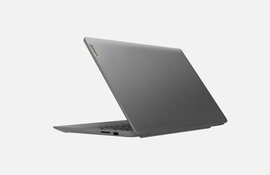 Back-angled view of an open Lenovo IdeaPad 3i. 