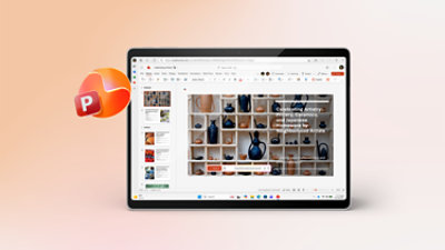 A tablet displaying PowerPoint.