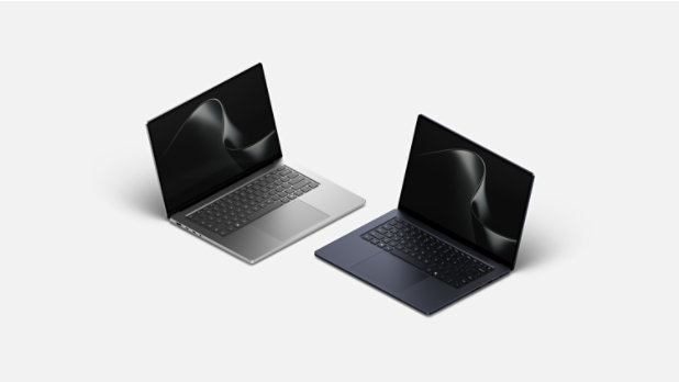 Two Surface Laptop Ultra devices, one in the color Nightfall, the other in the color Platinum.
