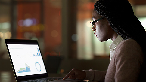 Businesswoman working on a laptop