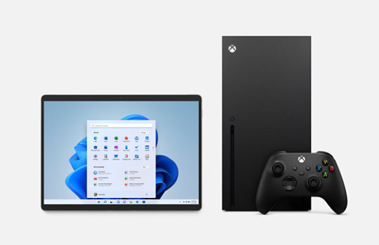 A Surface Pro 8 and an Xbox series X.