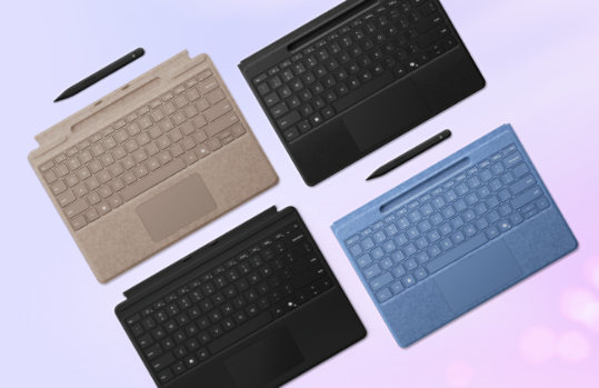 Surface Pro, Pro Signature, and Pro Flex keyboards with slim pen.