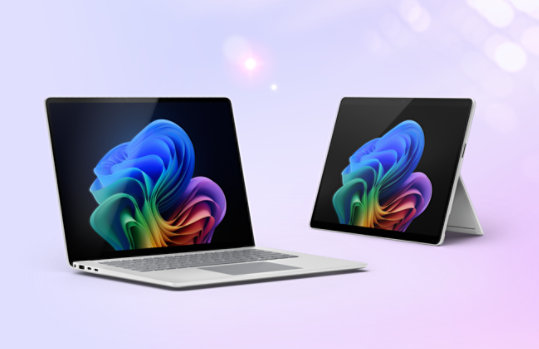 A Surface Laptop Copilot Plus PC and a Surface Pro Copilot Plus PC for business.