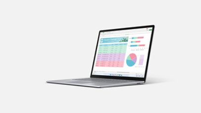 Surface Laptop 5 pour les entreprises en Platine avec Excel affiché à l'écran.