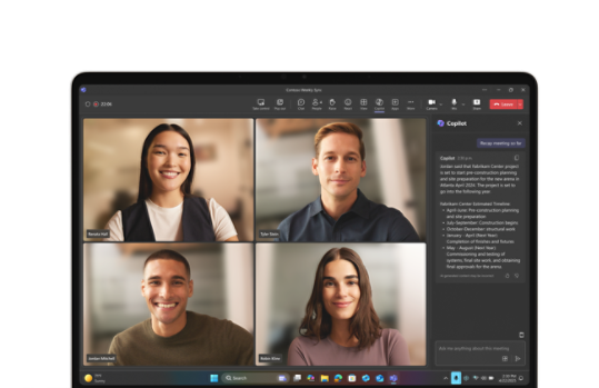 A close-up of a Teams call on the display of a Surface Laptop for Business.