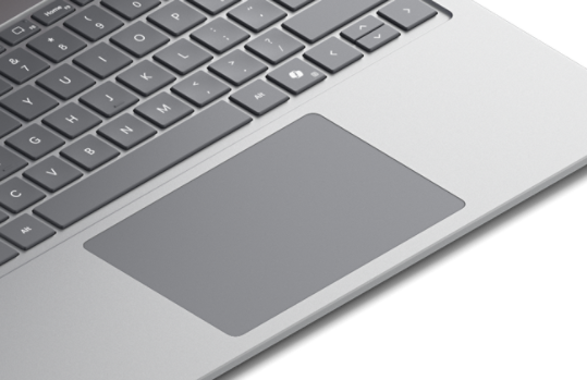 A close-up of the touchpad and keyboard on a Surface Laptop for Business.