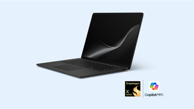 An angled 15-inch Surface Laptop, 8th Edition in the color Black.