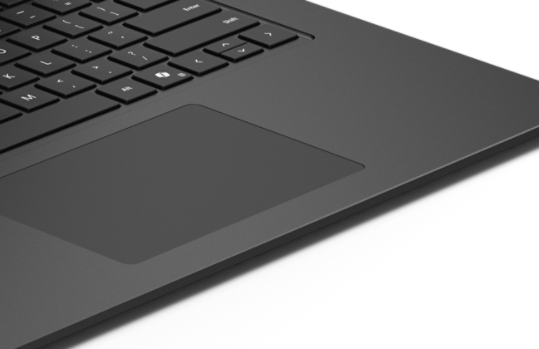 A close-up of the touchpad and keyboard on a Surface Laptop for Business.
