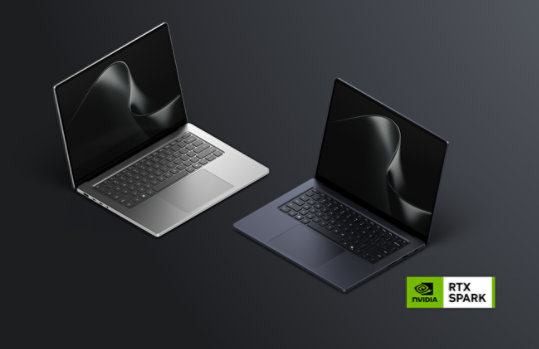 Two Surface Laptop Ultra devices, one in the color Nightfall, the other in the color Platinum. 