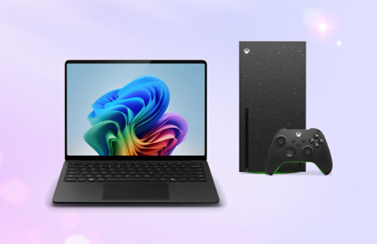 13 Inch Black Surface Laptop beside Xbox Series X Special Edition plus controller