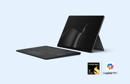A Surface Pro paired with a Surface Pro 13-inch Flex Keyboard, both in the color Black.