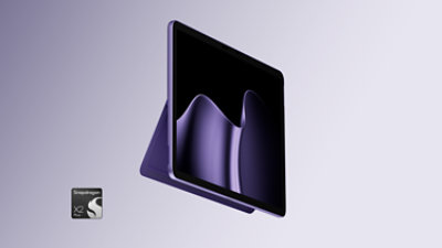 A floating Surface Pro, 12-inch (2nd Edition) in the colour Violet.