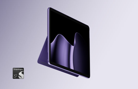 A floating Surface Pro, 12-inch (2nd Edition) in the color Violet.