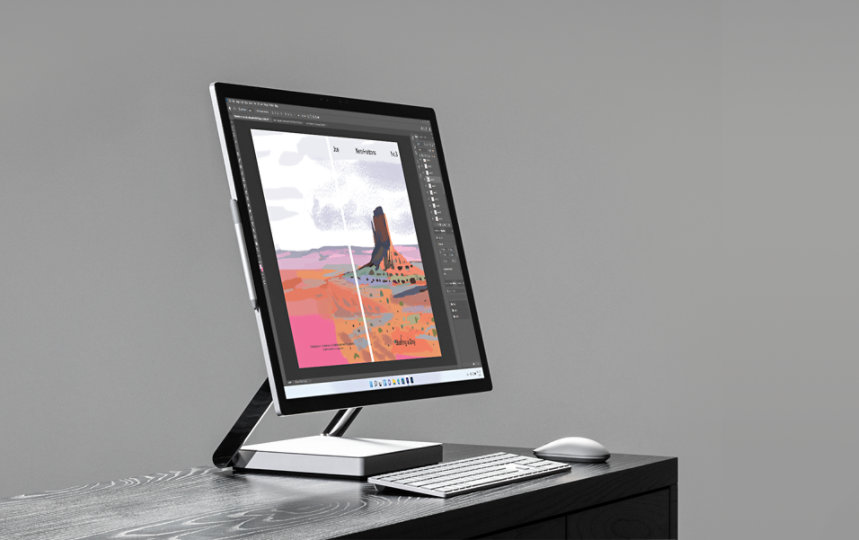 Surface Studio 2 sitting on a desk