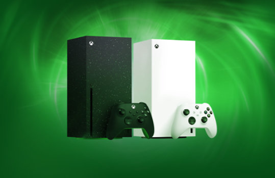 Eine Xbox Series X Galaxy Edition Konsole und eine Xbox Series X Digital Edition Konsole.