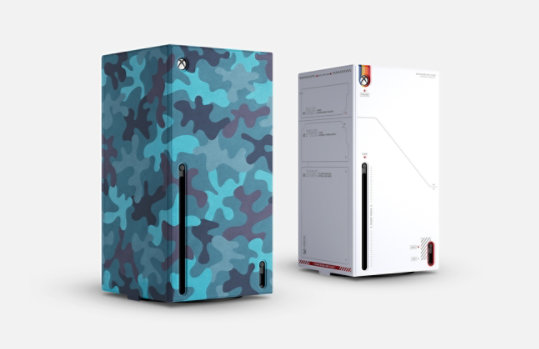 Xbox Series X Mineral Camo and Starfield Console Wraps.