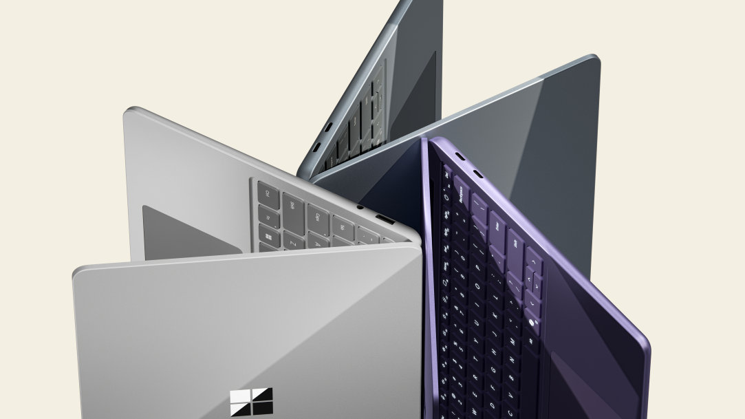 An image of Surface Copilot+ PCs together in the shape of a pinwheel 