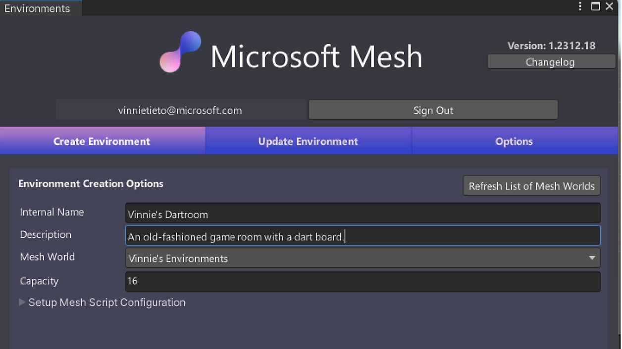 Een schermopname van Microsoft Mesh.