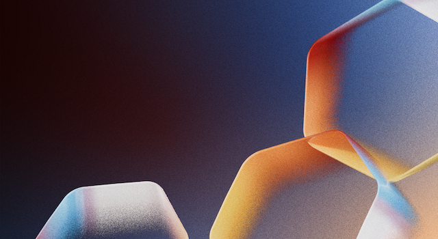 Grauer Banner mit drei 6-Ecken auf der rechten Seite.