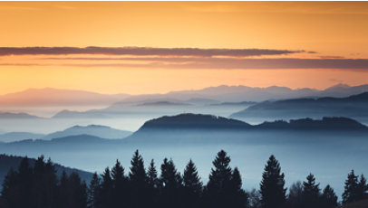 The 2026 Environmental Sustainability Report cover image features a foggy mountain landscape at sunset.