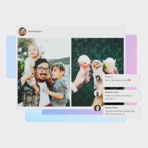 Ilustración de la acción de compartir fotos mediante OneDrive.