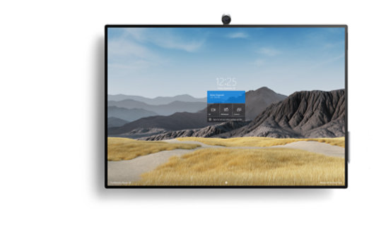 Auf dem Bildschirm des Surface HUB 2S in 50 Zoll wird der Kopf einer Person angezeigt.