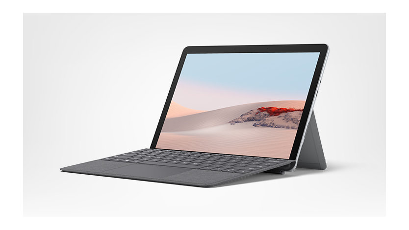 Surface Go 2 til virksomheder med matchende Type Cover i platin, laptoptilstand