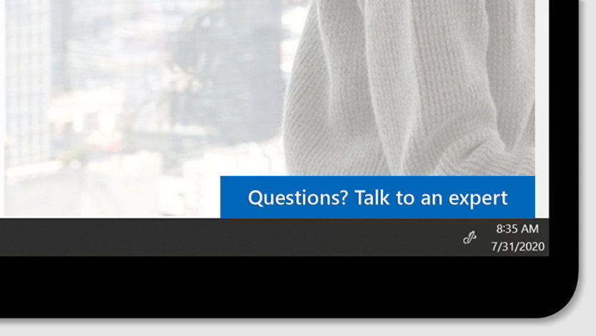 The “Questions? Talk to an expert” link on a Microsoft Store page.
