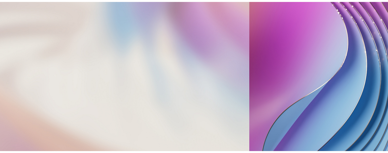 Abstrakter Hintergrund mit fließenden Farbverläufen, die von hellrosa zu blau übergehen, mit geschwungenen Linien und einem weichen, verschwommenen Fokus.