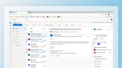 Video zapis korisnika koji uređuje kontakt informacije klijenta putem usluge Viva Sales u programu Outlook.