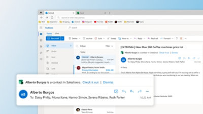 Video zapis korisnika koji se prijavljuje u Salesforce putem usluge Viva Sales u programu Outlook.
